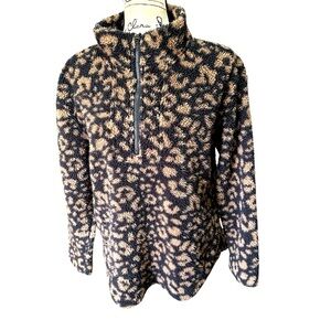 Kookaburra by UGG brushed Back Leopard Print Quarter Zip Womens Lrg